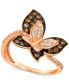 Фото #1 товара Chocolate Diamond & Nude Diamond Double Butterfly Statement Ring (7/8 ct. t.w.) in 14k Rose Gold