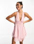 ASOS DESIGN dobby chiffon wrap around waist ballet micro mini dress in soft pink