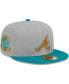 Фото #3 товара Men's Gray, Teal Atlanta Braves 59FIFTY Fitted Hat