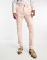 Фото #4 товара ASOS DESIGN skinny wool mix suit trousers in pastel pink herringbone