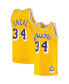 ფოტო #1 პროდუქტის Men's Shaquille O'Neal Gold Los Angeles Lakers 1996/97 Hardwood Classics Authentic Jersey