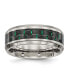 Фото #1 товара Titanium Black and Green Carbon Fiber Inlay Wedding Band Ring