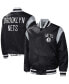 Фото #2 товара Men's Black Brooklyn Nets Force Play Satin Full-Snap Varsity Jacket