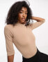 Фото #2 товара Vero Moda seamless high neck half sleeve bodysuit in beige