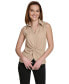 Фото #1 товара Women's Sleeveless Twist-Front Collared Shirt