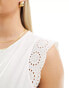 Vero Moda Maternity t-shirt with broderie sleeve detail in white