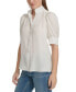 Women's Charmeuse Puff-Sleeve Stand-Collar Top