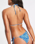 Фото #2 товара Candypants triangle shirred bikini top in blue ditsy floral