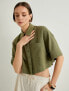 Фото #11 товара Рубашка женская Koton Crop Oversize Viskon Keten Короткий рукав с карманами
