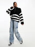 Фото #3 товара In The Style exclusive knitted half zip jumper in mono stripe