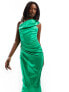 Фото #7 товара Jaded Rose ruched satin one shoulder maxi dress in green