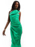 Jaded Rose ruched satin one shoulder maxi dress in green 34 - фото #7