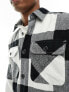 Jack & Jones oversized buffalo check overshirt in white & black