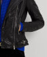 ფოტო #5 პროდუქტის Women's Tumbled Leather Moto Jacket