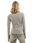 Weekday Fine long sleeve top in dusty mole