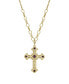 Фото #1 товара Symbols of Faith 14K Gold Dipped Amethyst Cross Necklace