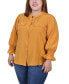 ფოტო #1 პროდუქტის Plus Size Long Sleeve Mandarin Collar Blouse