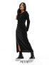 Фото #1 товара JDY Petite assymetric neck midi dress with side slit in black