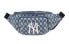 Фото #1 товара MLB Monogram系列 复古老花字母大Logo NY纽约洋基队 棉质 斜挎包腰包 男女同款 牛仔蓝 / Сумка MLB Monogram Logo NY 32BGCD011-50U