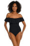 Фото #1 товара La Blanca 296379 Women's Island Goddess Ruffle One Piece Swimsuit, Black, 8