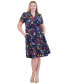 Фото #1 товара Plus Size Floral-Print Twist-Front Midi Dress