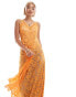 Labelrail x Olivia Grace Herring plunge front lace maxi dress in orange