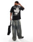 ADPT oversized washed angel back print t-shirt in dark grey