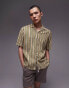 Фото #1 товара Topman short sleeve relaxed striped shirt in green and yellow