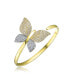 ფოტო #1 პროდუქტის 14K Gold Plated Bendable Cubic ZIrconia Butterfly Garden Bracelet