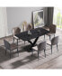 Фото #2 товара 63" Modern Artificial Stone Black Curved Black Metal Leg Dining Table -6 People