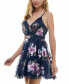 ფოტო #3 პროდუქტის Juniors' Surplice-Neck Foil Print Tulle Dress