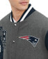 Фото #2 товара Men's Heather Gray, Navy New England Patriots Gunner Full-Zip Varsity Jacket