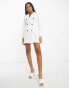 Фото #6 товара Miss Selfridge blazer dress with contrast buttons in ivory