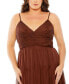 ფოტო #5 პროდუქტის Women's Plus Size Tiered V-Neckline Ruched Gown