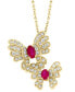 ფოტო #4 პროდუქტის EFFY® Ruby (1/2 ct. t.w.) & Diamond (1/2 ct. t.w.) Butterfly 18" Pendant Necklace in 14k Gold