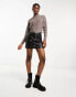 New Look high neck ribbed cropped jumper in mink