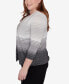 ფოტო #5 პროდუქტის Plus Size Classic Ombre Two In One Striped Sweater With Necklace