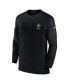 Men's Black New Orleans Saints Sideline Coach Performance Long Sleeve T-shirt Черный, 2XL - фото #2