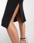 Urban Revivo square neck straight midi dress in black