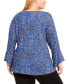 Фото #2 товара Plus Size Printed Tie-Waist Bell-Sleeve Top