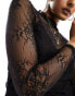 Vila lace high neck top in black lace