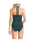 Women's Chlorine Resistant Shine V-neck Halter Tankini Swimsuit Top