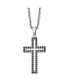 Фото #1 товара Chisel polished Black CZ Cutout Cross Pendant Cable Chain Necklace