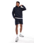 DTT overhead hoodie & jersey short set in navy