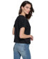 Фото #2 товара Women's Metallic-Logo Ruched-Sleeve T-Shirt