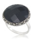 ფოტო #1 პროდუქტის Faceted Onyx (18 x 5mm) & Marcasite Ring in Sterling Silver