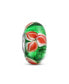 Red Green Colorful Murano Glass Holiday Christmas Flower Poinsettia Bead Charm For Women For Teen .925 Sterling Silver Fits European Bracelet