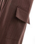 ASOS DESIGN smart co-ord pinstripe wide leg cargo trouser in brown Коричневый, S - W32 - фото #2