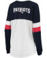 ფოტო #4 პროდუქტის Women's Navy, White New England Patriots Athletic Varsity Lace-Up Long Sleeve T-shirt