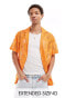 ASOS DESIGN short sleeve deep revere collar pineapple lace shirt in orange Оранжевый, M - Chest 40 - фото #1